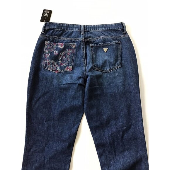 Guess Women’s Psychedelic Tom Boy Jeans Relaxed Fit Embroidering Paisley Size 30 - Picture 8 of 12